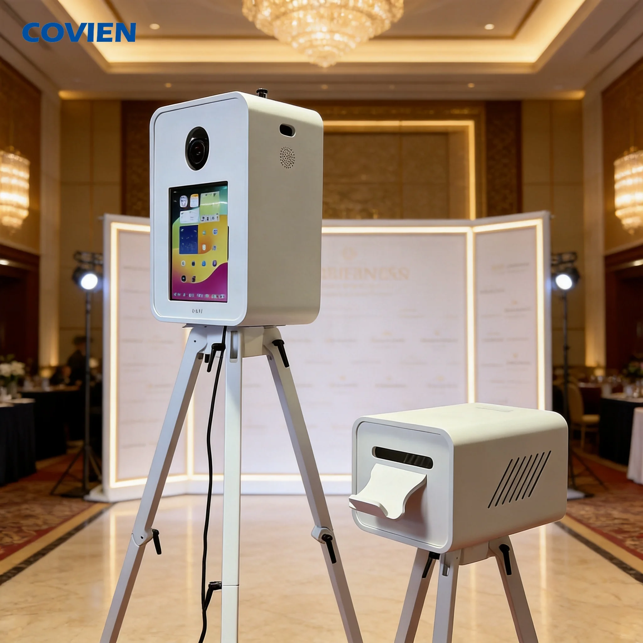 Wooden Photo Booth Kiosk Dual Screen iPad DSLR Compatible