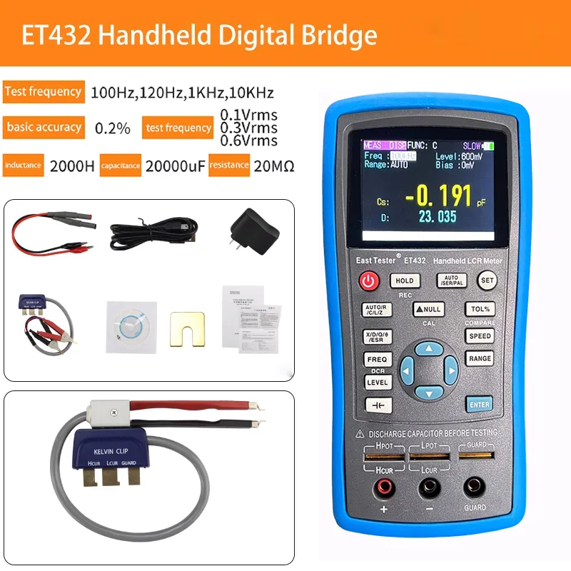 East Tester LCR cyfrowy miernik mostu ET43 USB Handheld wysoka precyzja pojemność indukcyjności odporność Test cyfrowy wyświetlacz