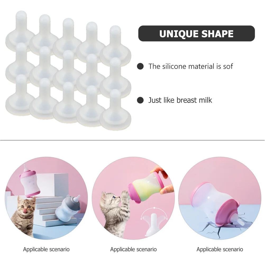 

20pcs Pet Bottle Nipples Kitten Pacifier For Small Pets Durable Feeding Supplies Milk Feeder For Puppy Hamster Monkey Cat Dog