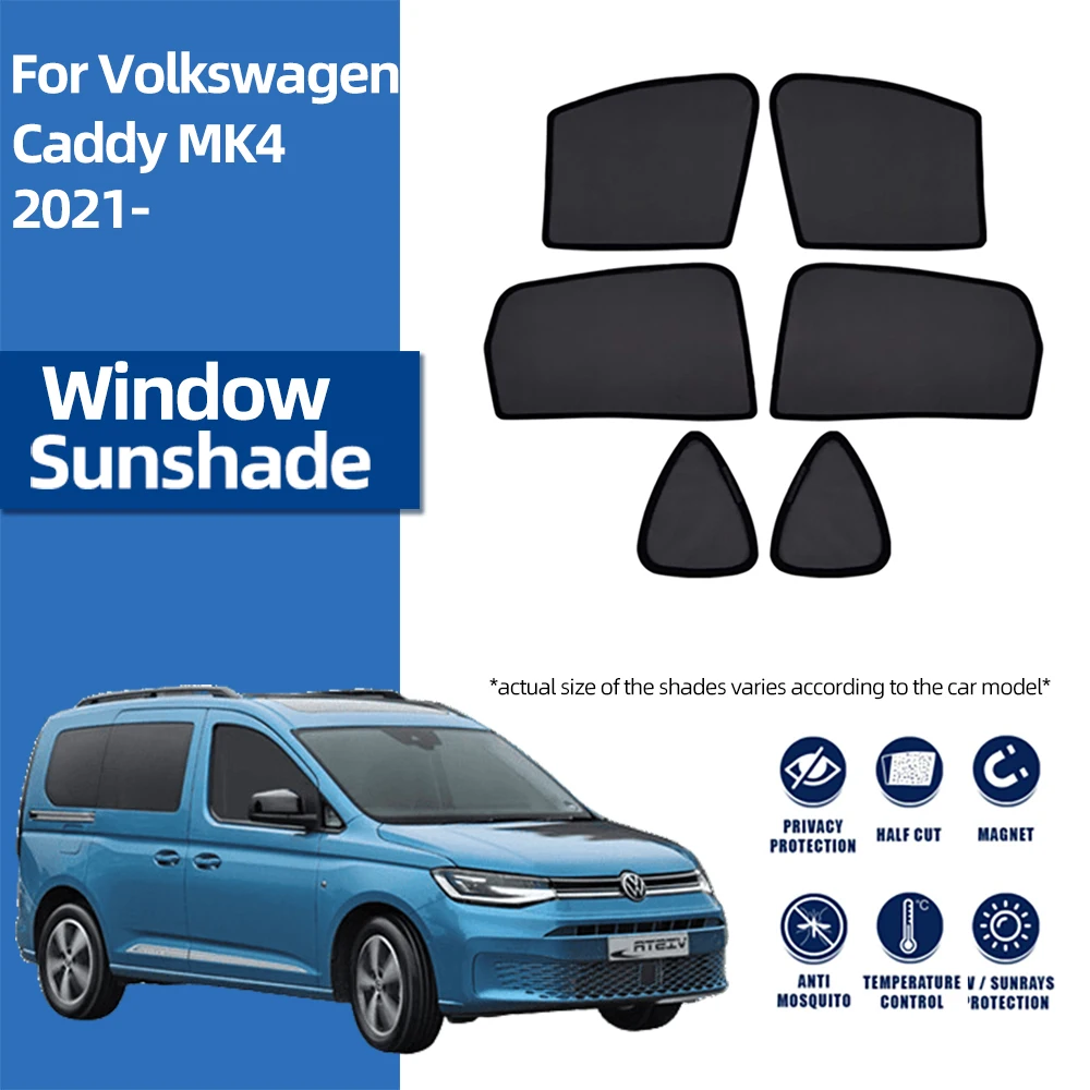 For Volkswagen VW Caddy MK4 2021 2022 2023 2024 Magnetic Car Sunshade Front Windshield Curtain Rear Side Baby Window Sun Shade