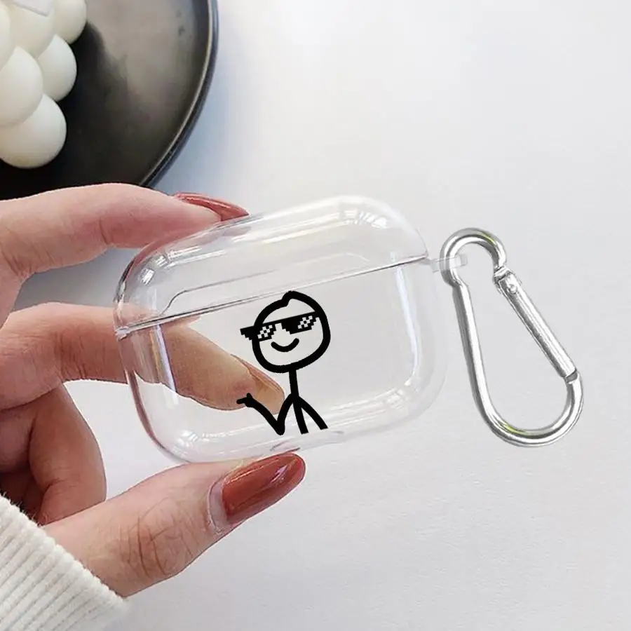 Transparente Kopfhörerhüllen für Airpods 3 2 Pro3 Pro2 Pro 4 1 Funny Stickman