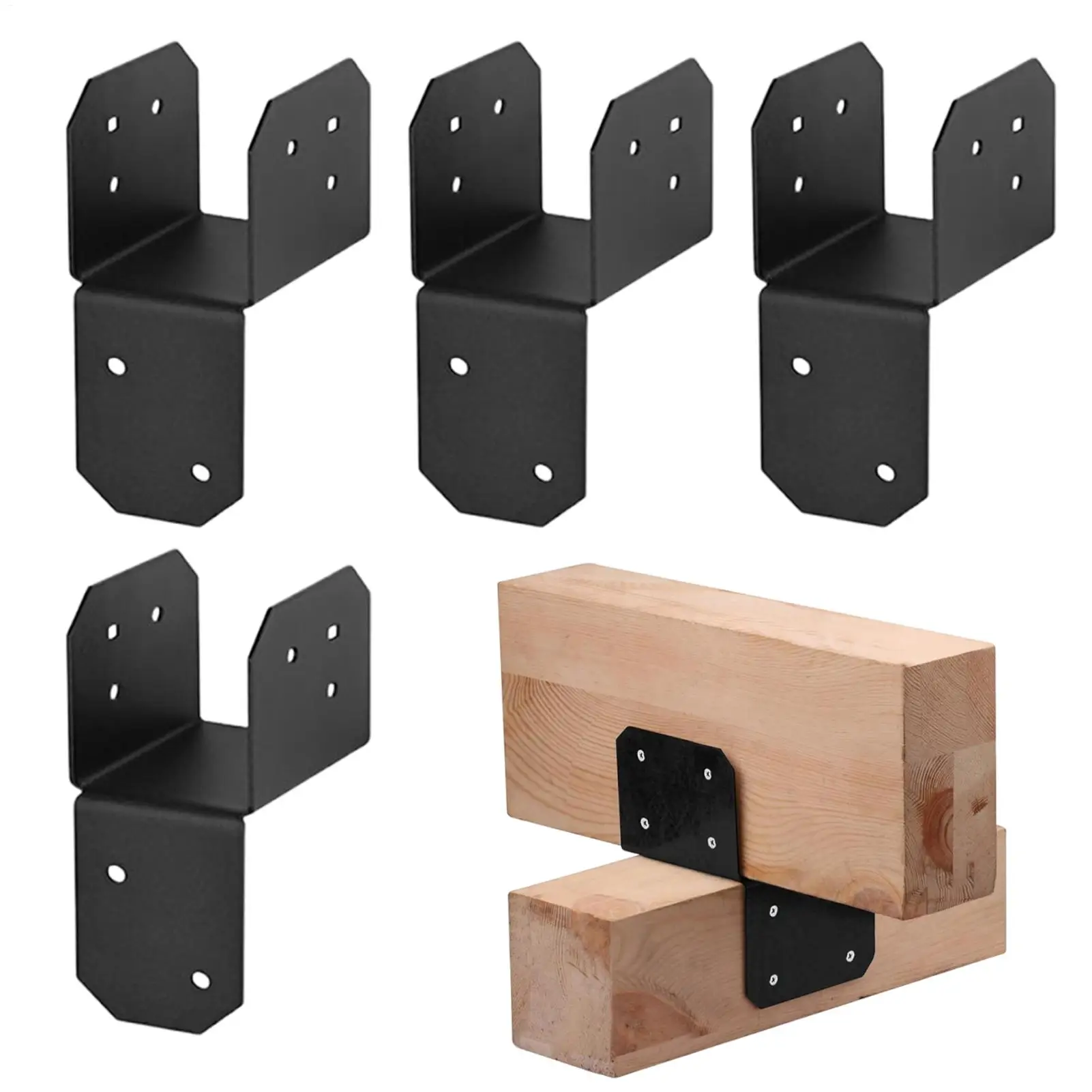 4pcs Heavy metal crossbeam bracket Outdoor Concealed-Flange Light Joist Bracket Steel Powder-Coated Joist Hanger Wood Brackets