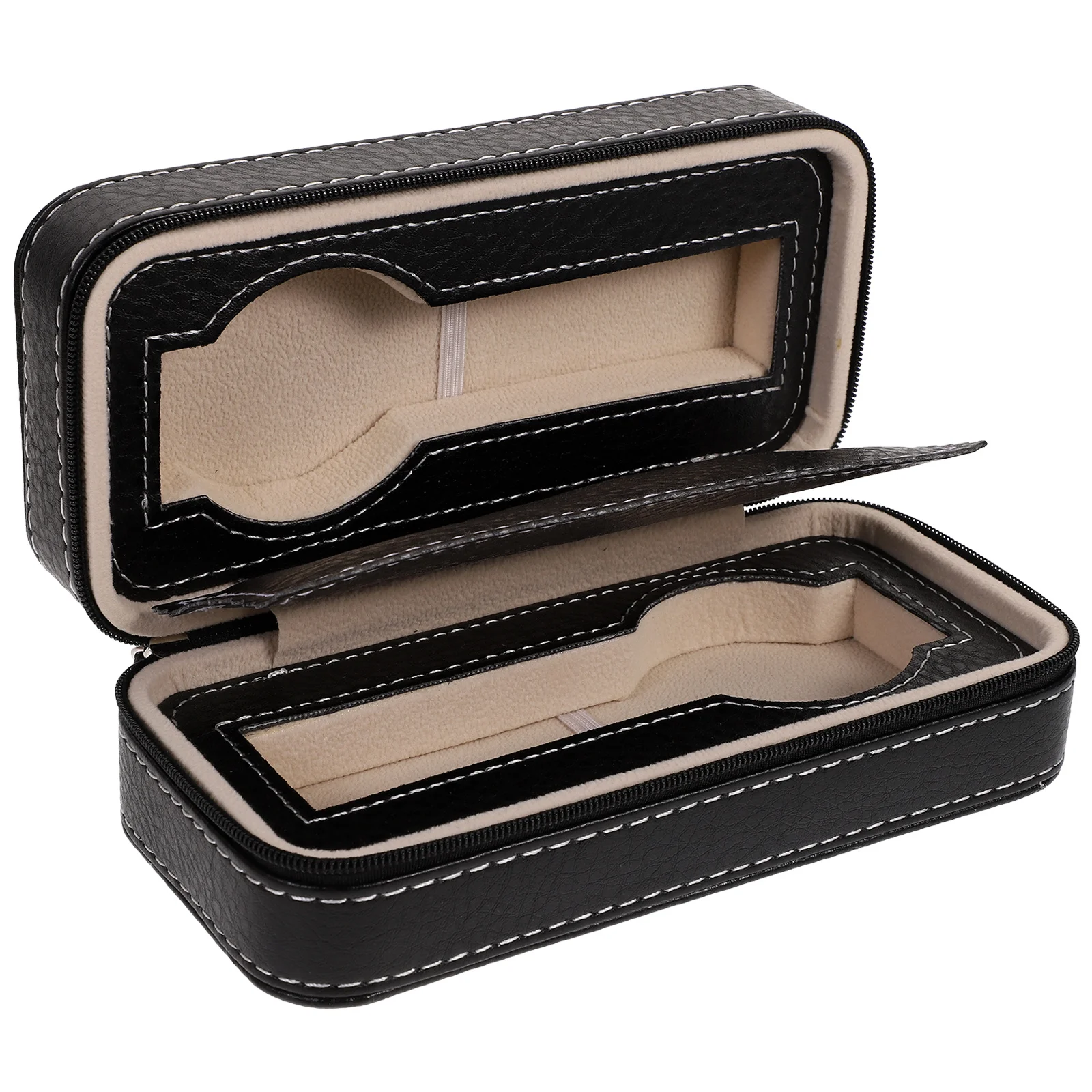 

Case Faux for 2 Watches Padded Travel Storage Organizer Carrying Wallet Premium Cushioning