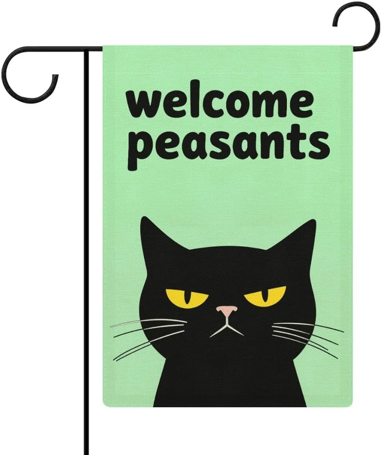 Welcome, Peasants & Black Cat Design 12 * 18 Inch Garden Flag Double Sided Linen, Suitable for Outdoor Use Garden Decora AAS