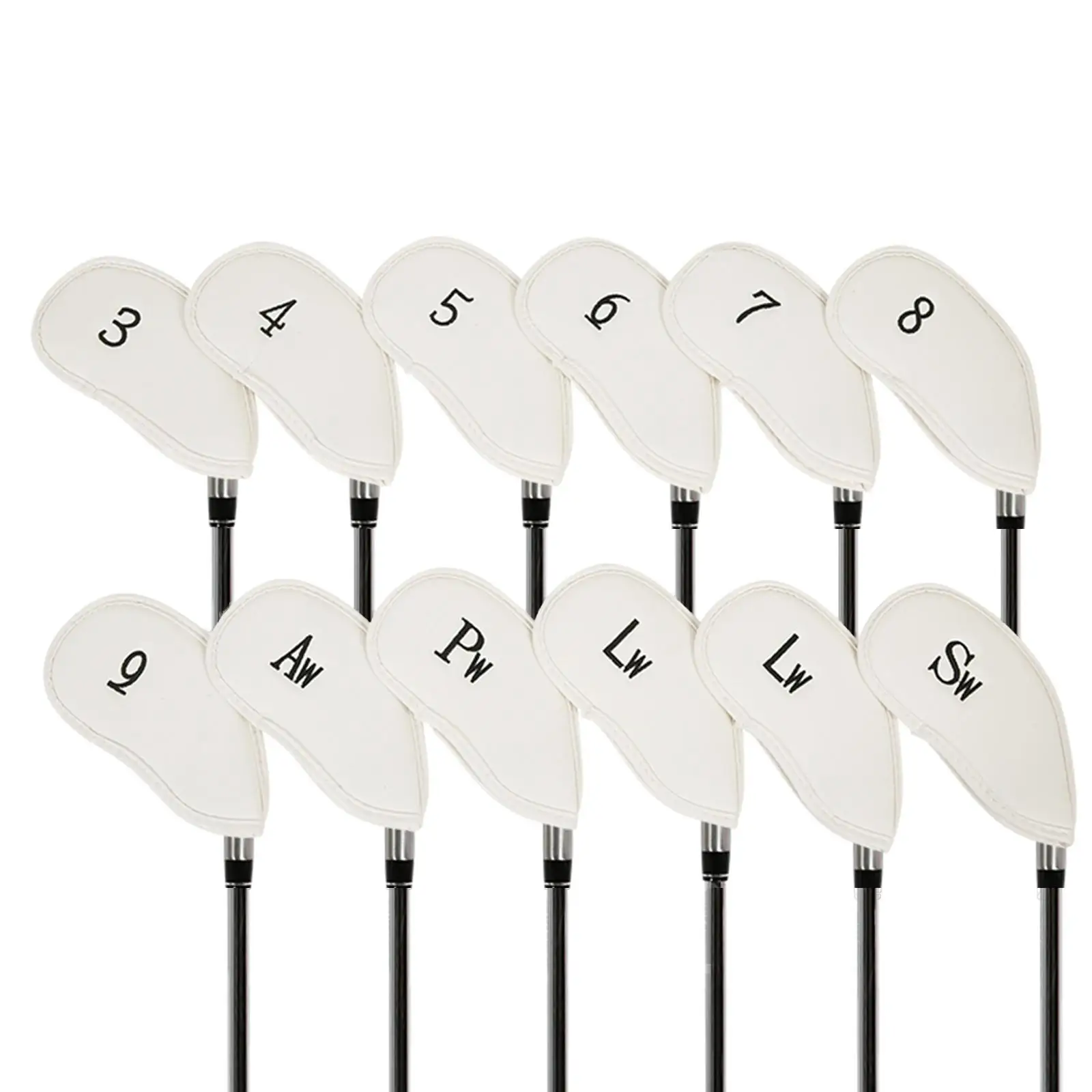 12Pcs Golf Iron Headcovers, PU Leather Golf Iron Covers Set, Golf Club Covers,