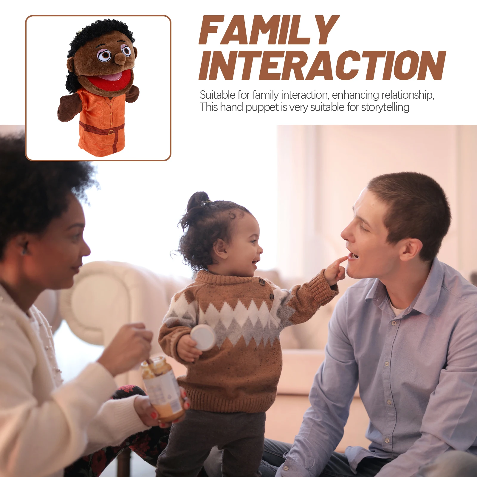 دمية يد عائلية تفاعلية بتصميم كرتوني لسرد القصص، لعب الأدوار الإبداعية، مهارات حركية تعليمية، دمية يد