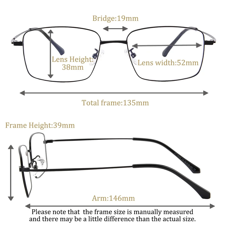 Progressive Multifocal Reading Glasses Men，Metal Frame Progressive Lenses Automatic Adjustment Progressive Custom