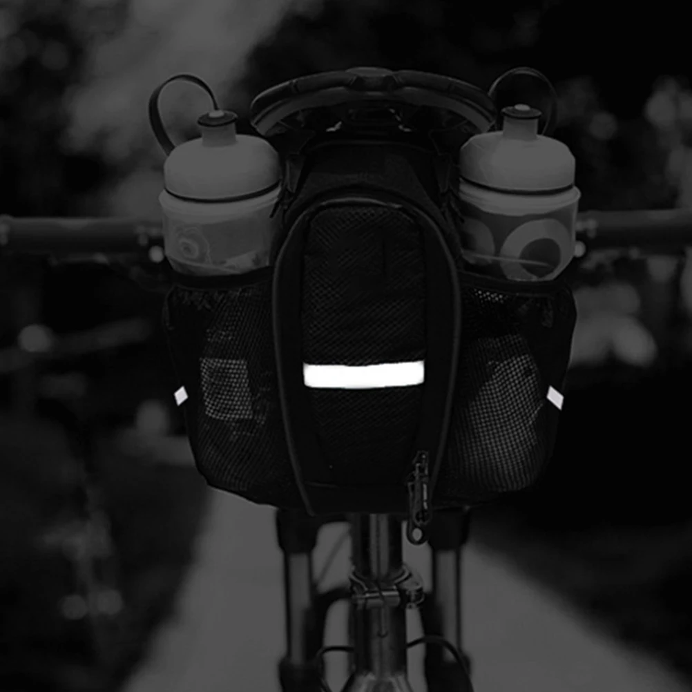 

Waterproof Bike Seat Double Pockets Reflective Straps Easy Install For Mountain Cycling Black Grey Rear Seat Bag Bike Luggage
