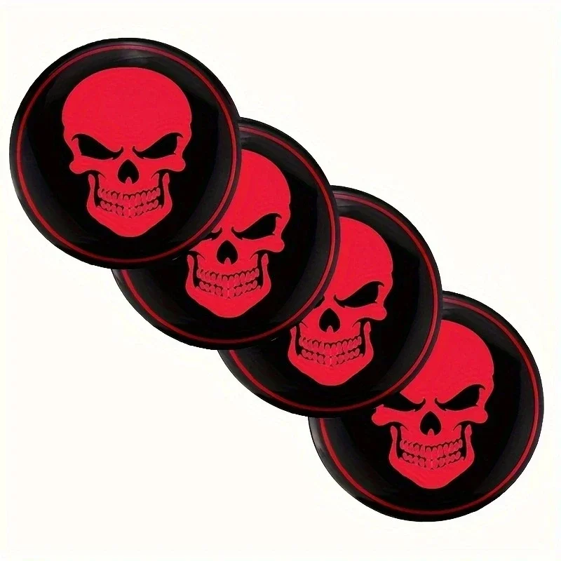 4Pcs 56mm Skeleton Skull Emblem  Car Wheel Center Hub Caps Stickers For TESLA Mercedes Benz Volkswagen BMW KIA Subaru Ford