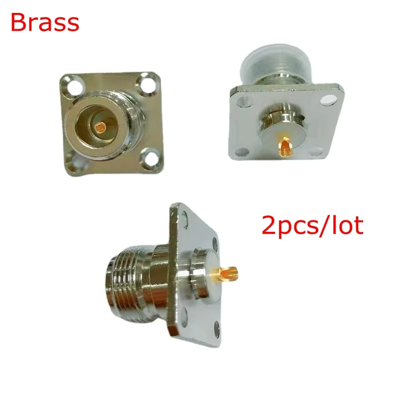 N Female L16 Jack Socket 4hole Flange Connector N Type Female Solder for Panel Chassis Socket Mount Deck PTFE Coax Antenna Brass