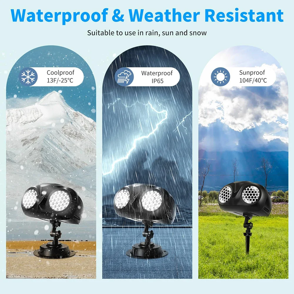 Christmas Snowfall Projector Lights Double-tube Snowflake Projector Lamp Clearer Rotating Falling Snow Spots Holiday Decoration