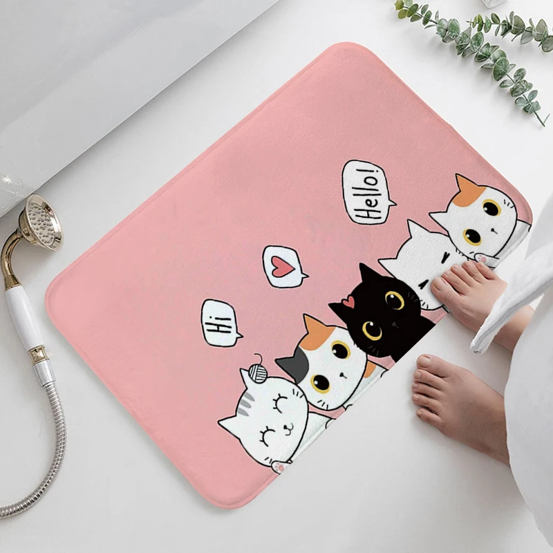 

Cute Cat Bathroom Rug Slip-resistant Corridor Carpet for Kitchen Main Door Entry Mat Balcony Home Decor Items Custom Doormat