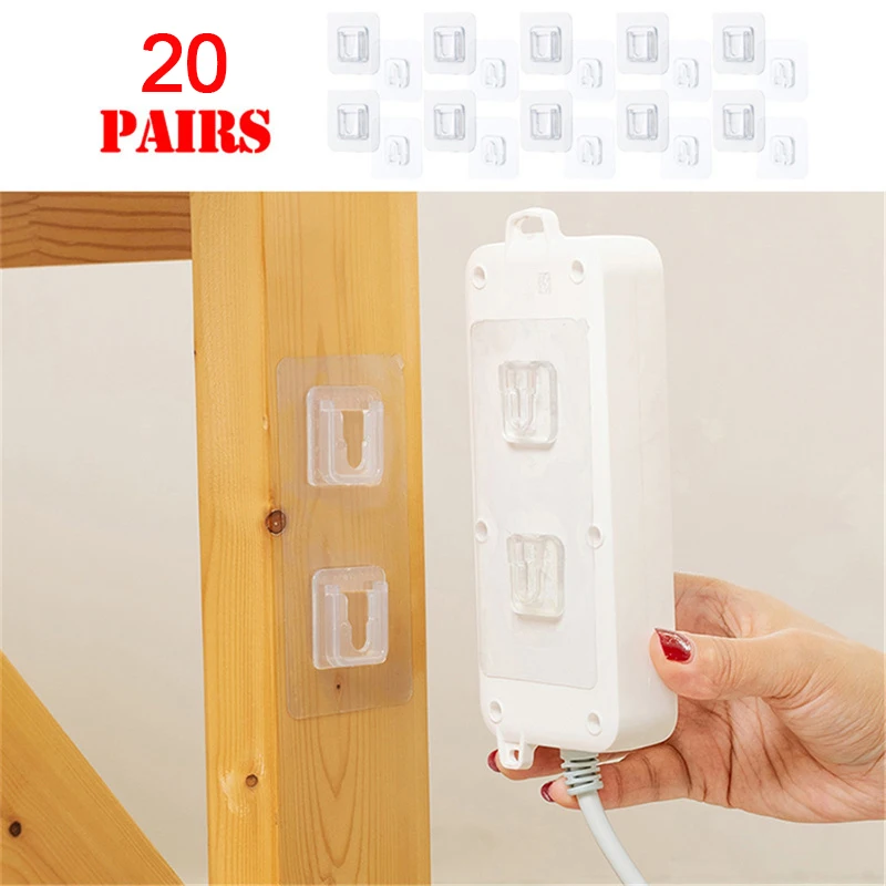 5/10/20 Pairs Double-Sided Adhesive Wall Hooks Hanger Strong Hooks Suction Cup Sucker Wall Storage Holder For Kitchen Bathroom