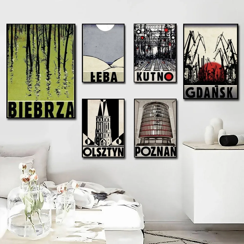 1pc Retro Polish City Poster Poster Art Print Bar Living Room Furniture Decor