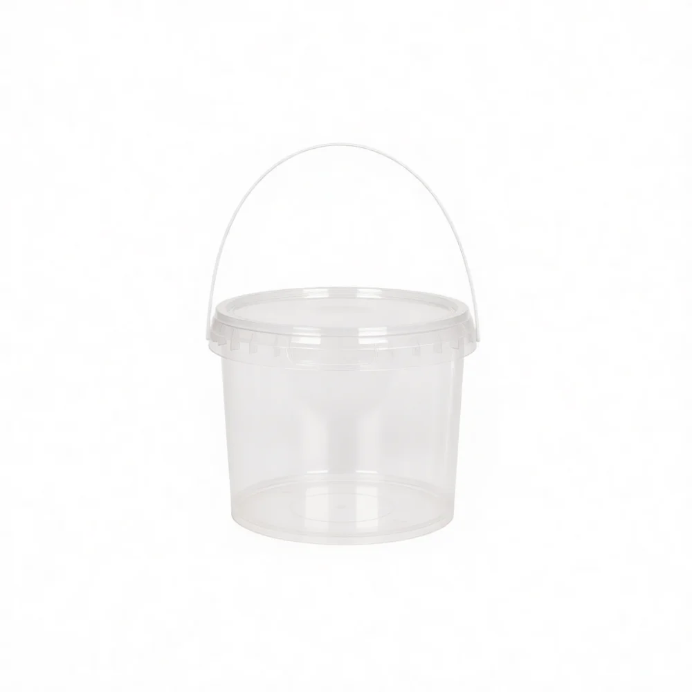 Stackable Food Storage Transparent PP Plastic Pail Airtight Seal Handle Compact Round Container Home Kitchen Tool