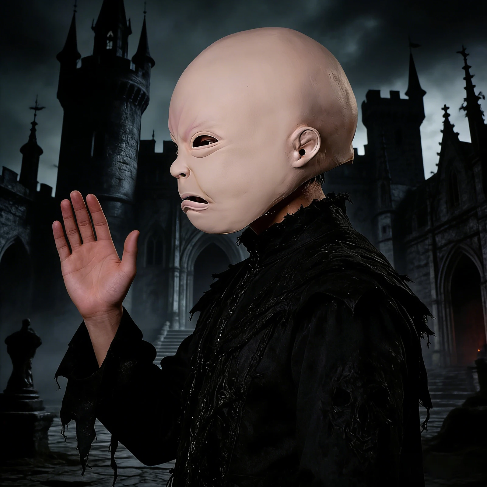 

One breathable and transparent prank latex mask for Halloween decoration