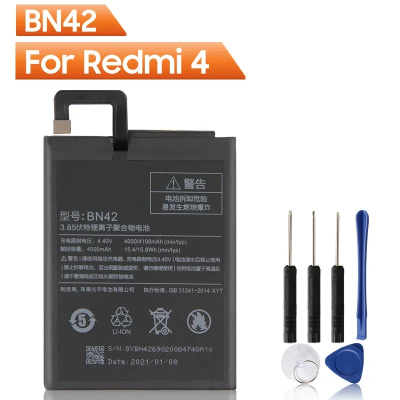 

NEW Replacement Phone Battery BN42 For Xiaomi Redmi 4 Hongmi4 Redmi4 standard version Rechargeable Battery 4000mAh