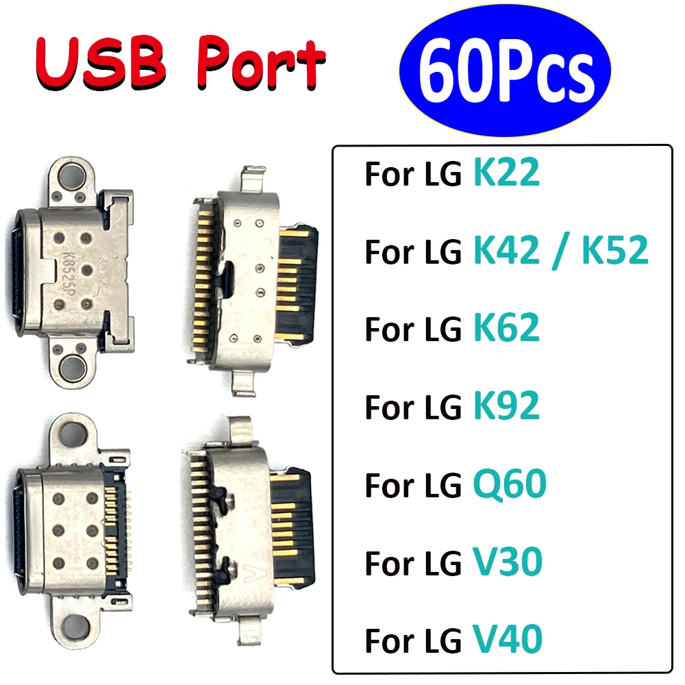 

60 шт., новый гнездовой разъем Micro Mini USB для зарядного устройства LG K22 K42 K52 K62 K92 Q60 V30 V40