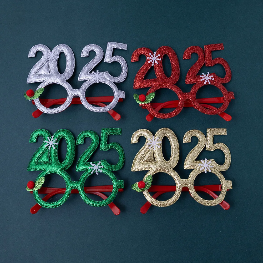 2025 New Year Glasses Christmas Ornaments Happy New Year Party Photo Prop Kids Navidad Gifts Eyeglasses Frame Xmas Party Decor