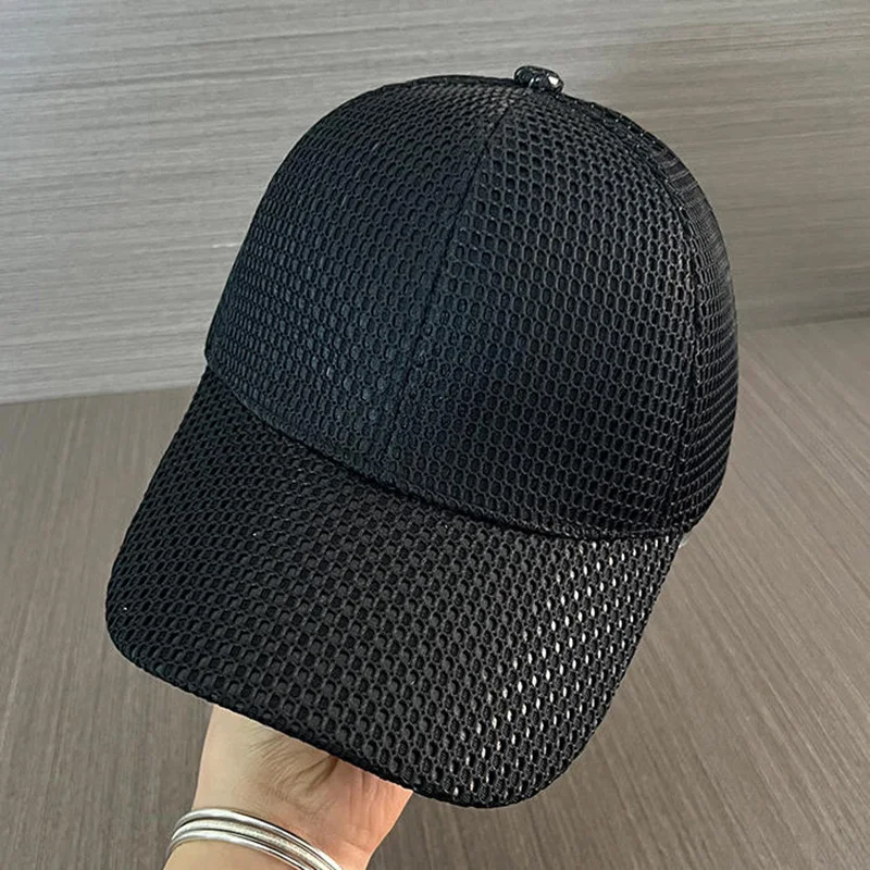 Summer Solid Color Breathable Mesh Sun Protection Baseball Cap for Men and Women, Casual Versatile Hollow-Out Visor Hat