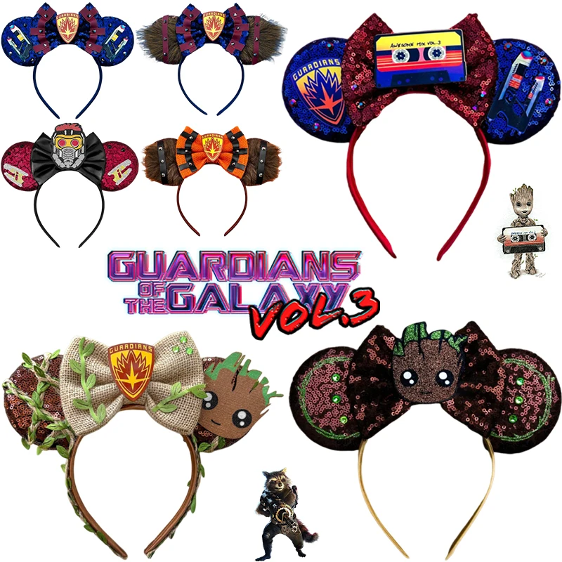 Marvel Guardians of The Galaxy Headbands Kid Avengers Groot Emblem Rocket Raccoon Ears Hair Accessories Women Star-Lord Hairband