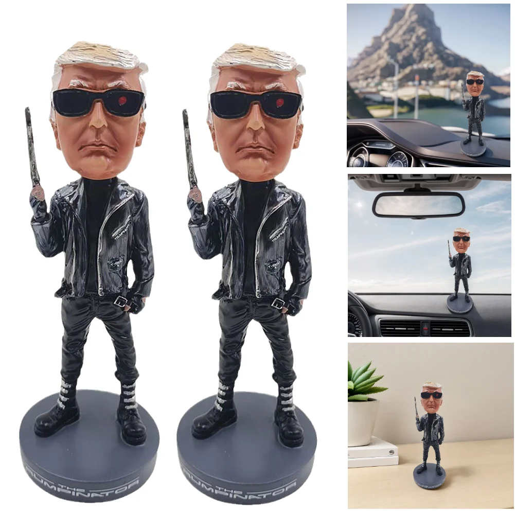 Donald Trump Bobblehead Trump Desktop Ornament Resin Collectable Trump Sculpture Creative Figurine Decor Toy for Car Motorcycle