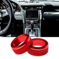 2pcs For Cayenne Car Red Alloy Volume Radio Switch Knob Covers For 911 For Panamera For Macan