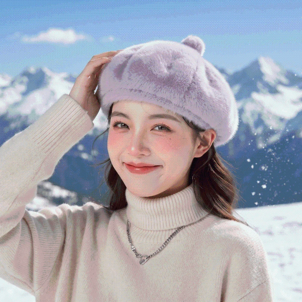 Winter Warm Bonnet Furry Faux Mink Beret Thickened Thermal Pumpkin Painter Cap Luxury Elegant Leopard Print Hat Dating
