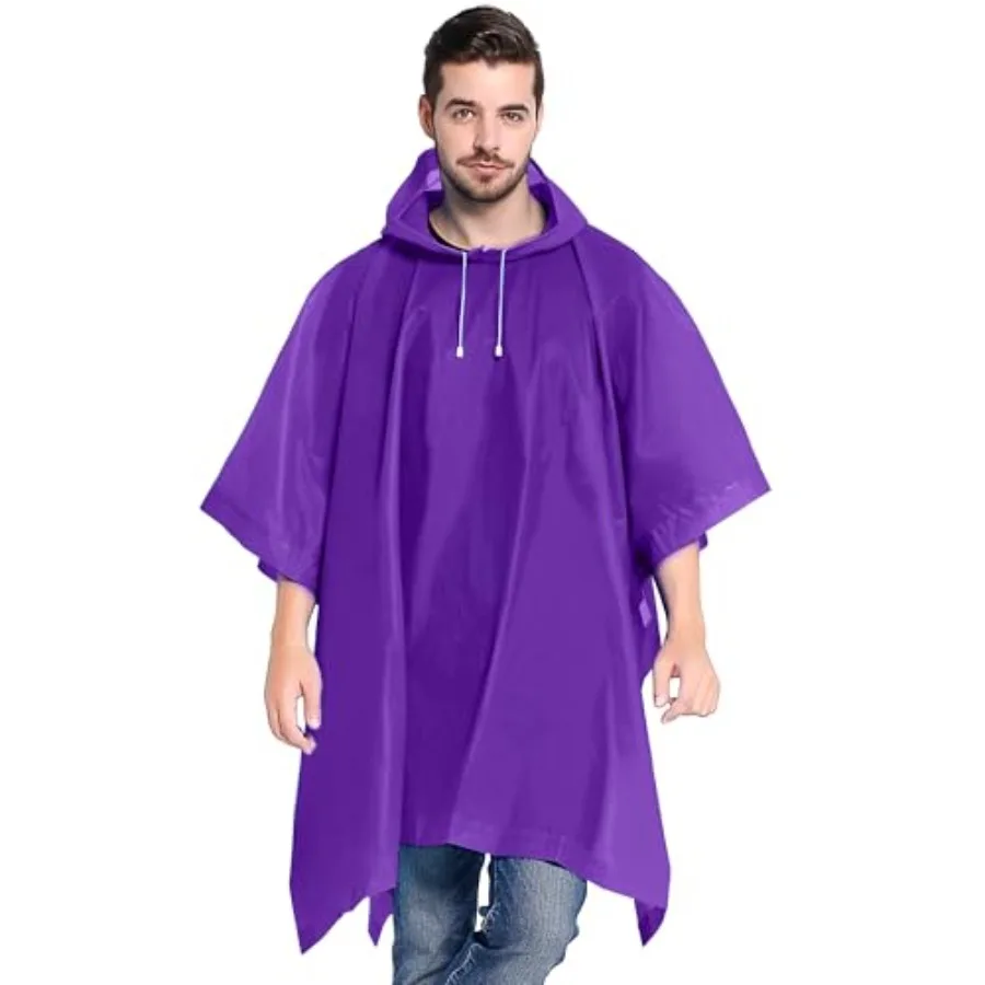 

Reusable Rain Ponchos for Adult 2 Pack for Women and Men with Drawstring Hood