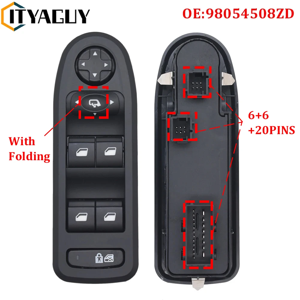 Automatyczny główny przełącznik szyb do Peugeot 308 508 Citroen C5 2007-2013 Przycisk zasilania elektrycznego 98054508 ZD 96644915 XT 98053439 96644915