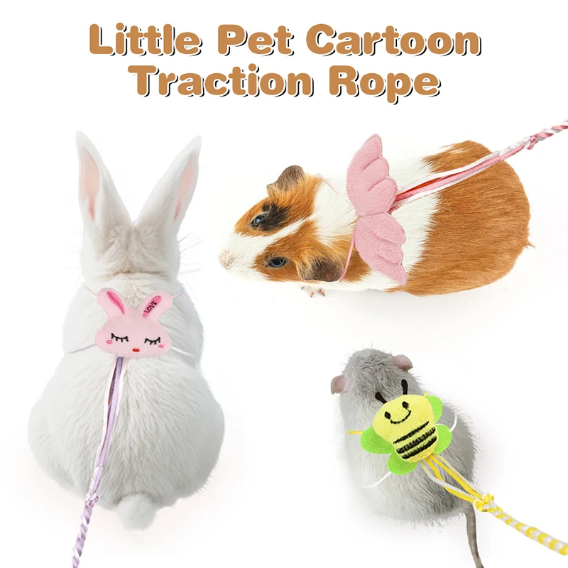 Cute Small Pet Adjustable Soft Colorful Wings Traction Rope Harness Hamster Dutch Pig Guinea Pig Totoro Lizard Accessories