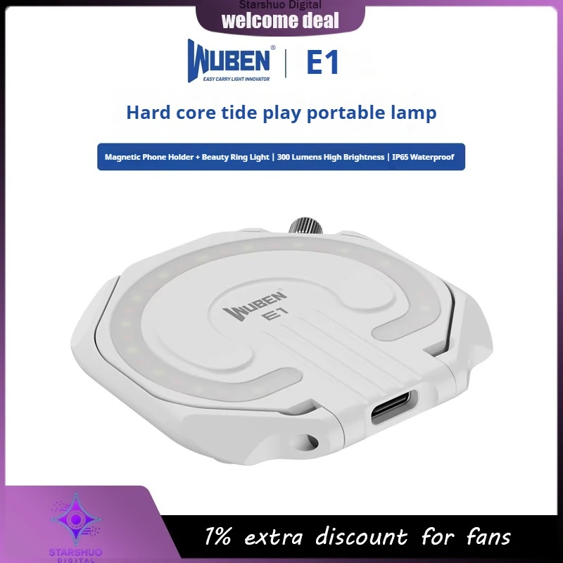 

WUBEN E1 Phone Magnetic Fill Light 3Color Soft Light Magnetic Mount Portable Fill Light IP65 Waterproof Travel Camping Selfie