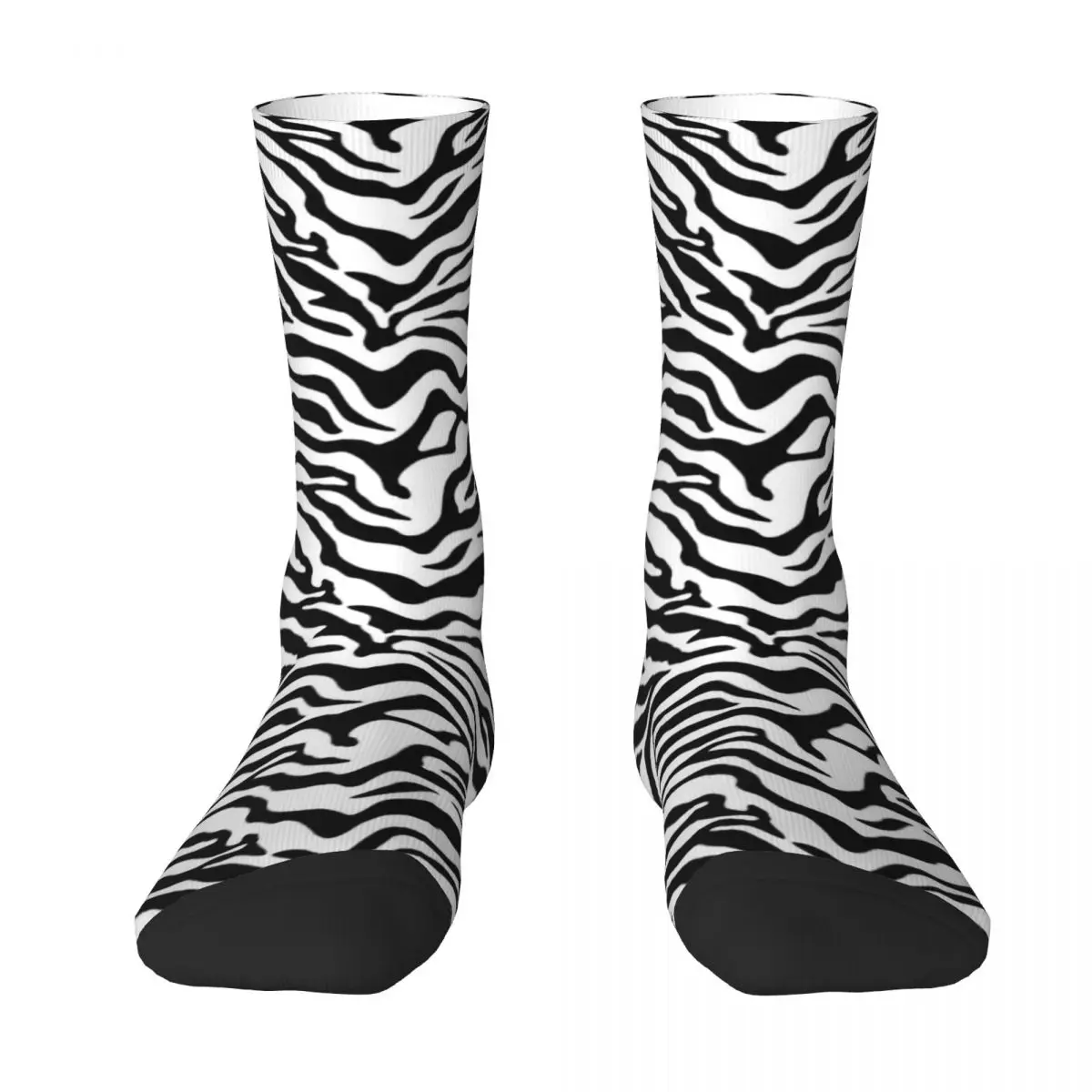 Black And White Zebra Socks Striped Trendy Stockings Ladies High Quality Running Sports Socks Autumn Design Anti Bacterial Socks