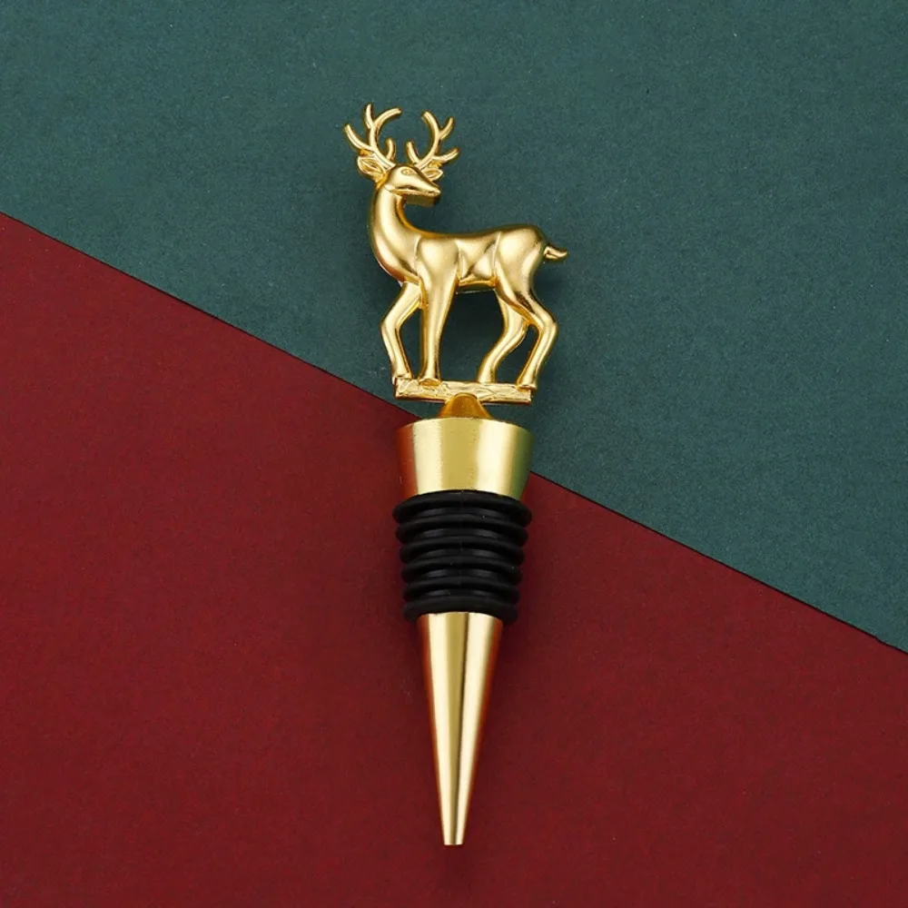 Deer Snowflake Tree Shape Christmas Wine Stopper Zinc Alloy Sealed Wine Preserver Cap Decorative Gold/Silver Wine Cork