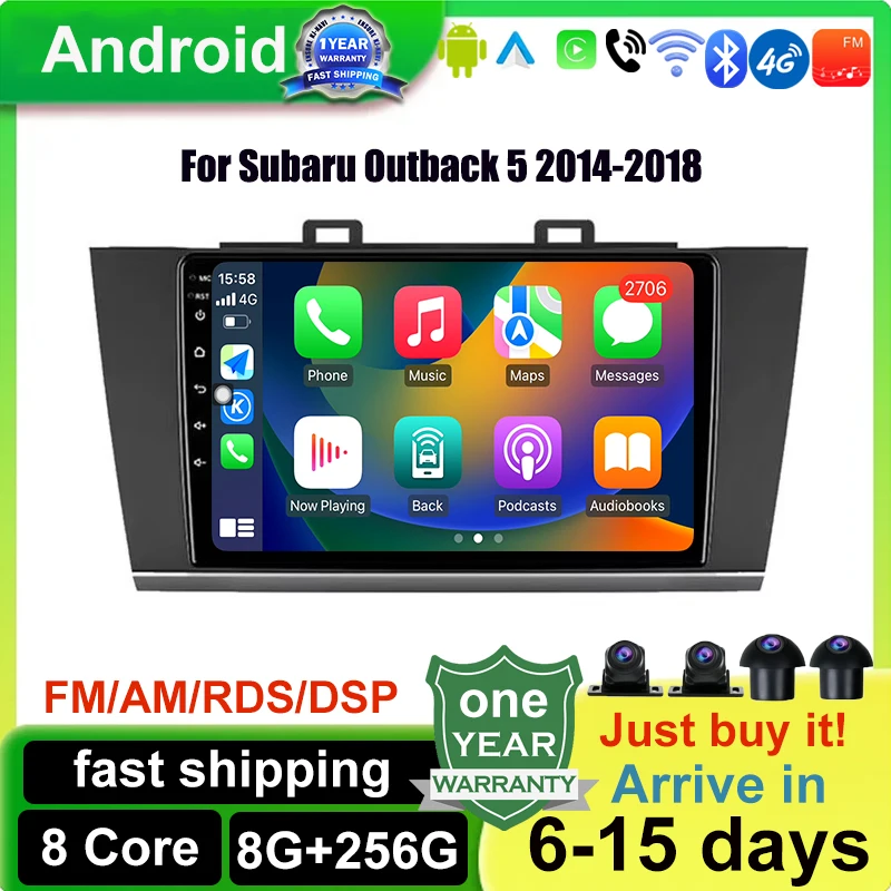 

DPS Android 14 For Subaru Outback 5 2014-2018 Car Carplay Radio Multimedia Stereo Player WiFi GPS Navigation Video