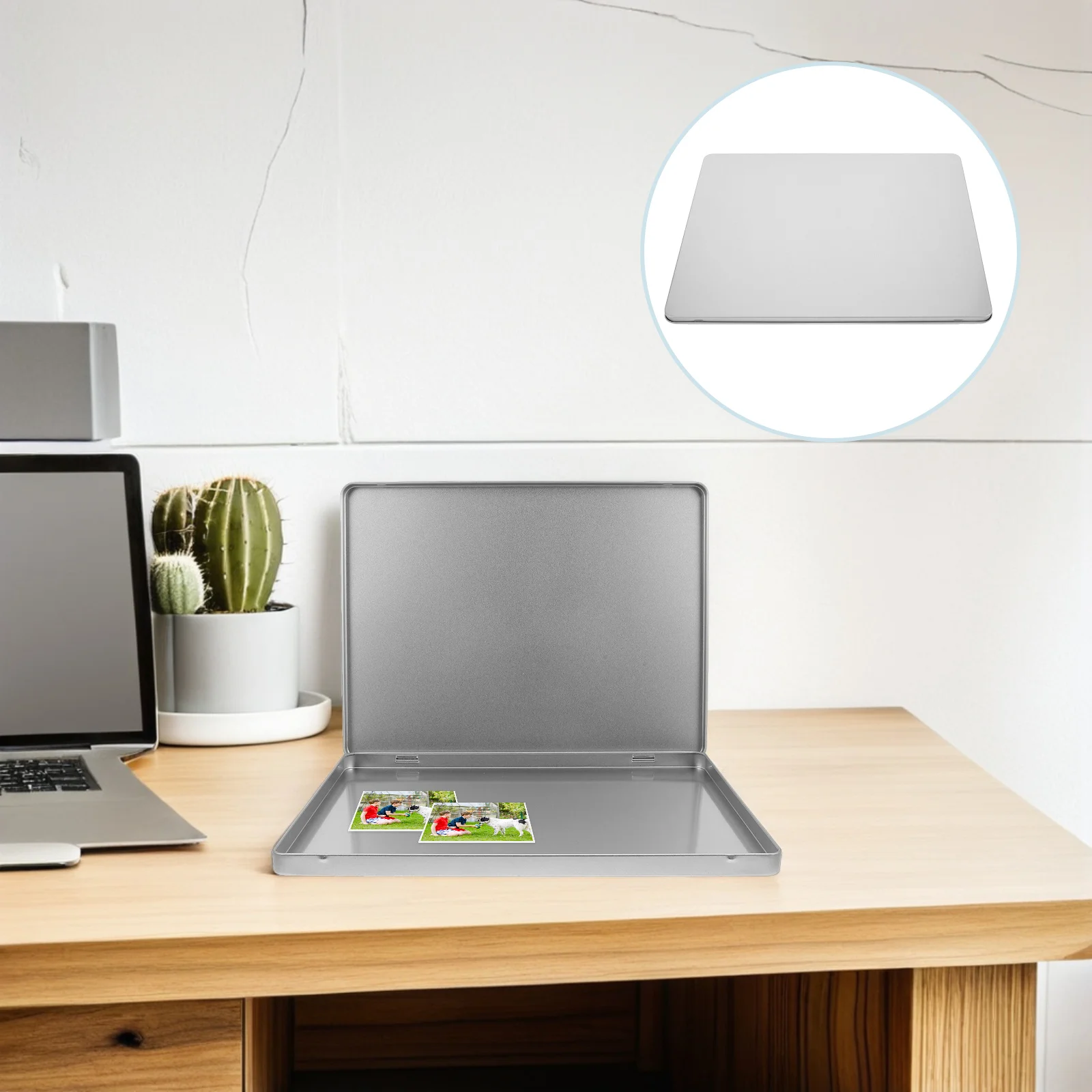 

A4 Iron Document Storage Box - Large Capacity File Organizer for Home Office Use Sturdy Metal Photo Album Holder Portable Design