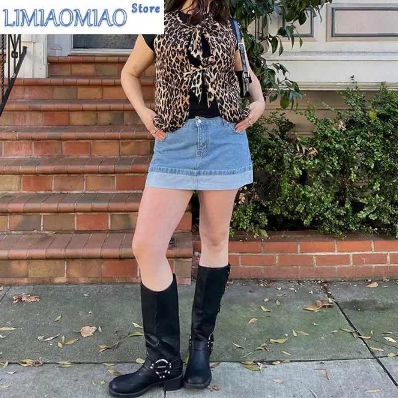 Golf Women Short Jacket Leopard Print Tops Cardigan Lace-ups  Coat Bow Tie Vests Casual Outerwear Chic Clothing Loose