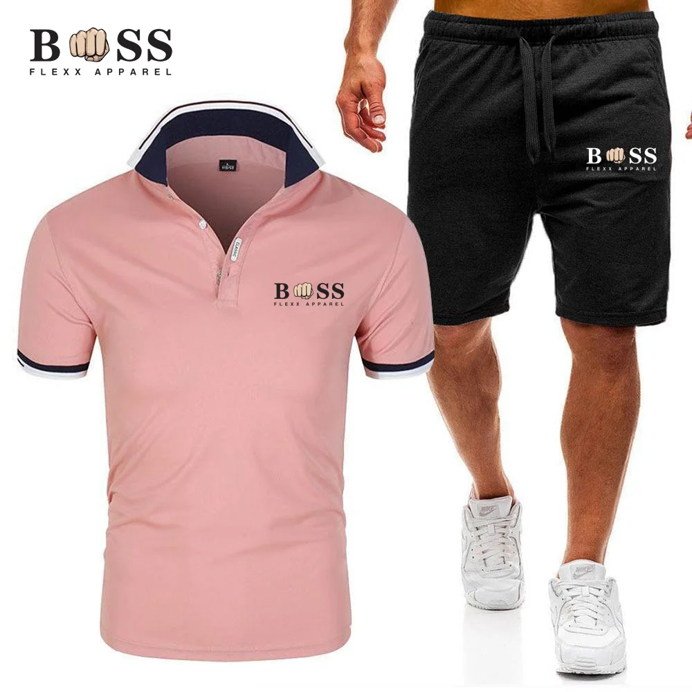 Conjunto de POLO y pantalones cortos para hombre, Camiseta de algodón estampada, ropa deportiva para correr, novedad de 2024