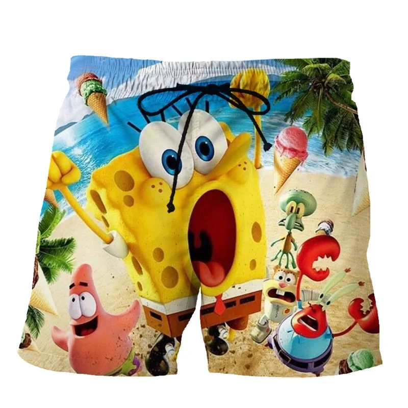 Summer New Spongebobs Casual Harajuku Style 3d Printing Boy\'s Fashion Shorts Wild Beach Shorts