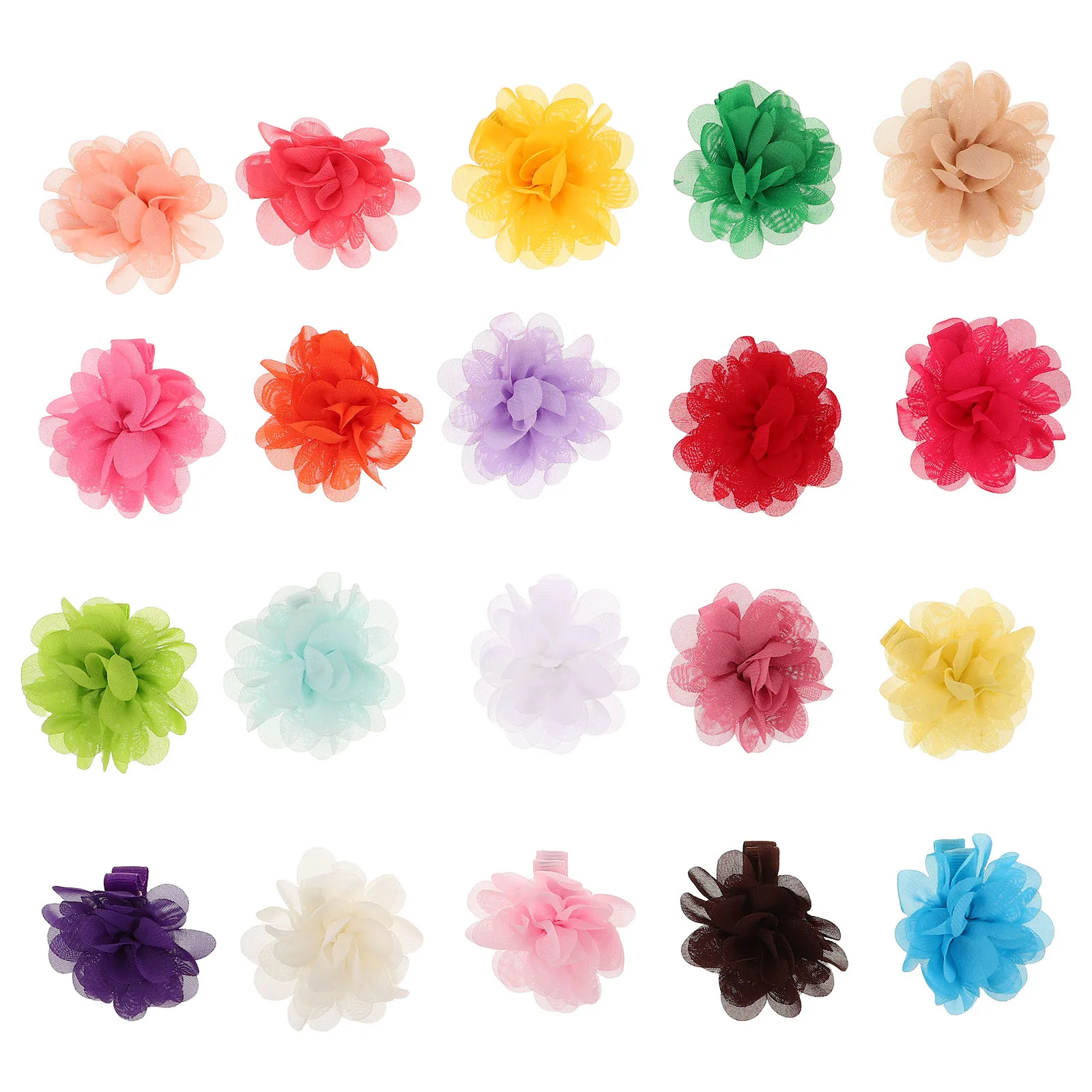 

20 Pcs Pet Decorative Hair Clips Flower Claw Mini Ear Chiffon Bows Cute Puppy Hairpin