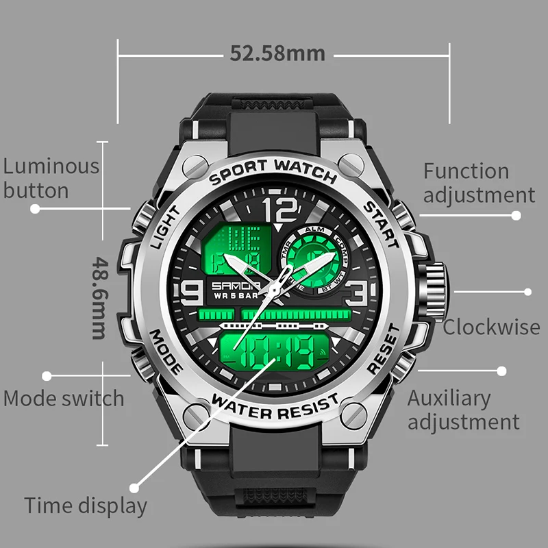 Men's Luxury Sports Watch, Military Analog Quartz Design