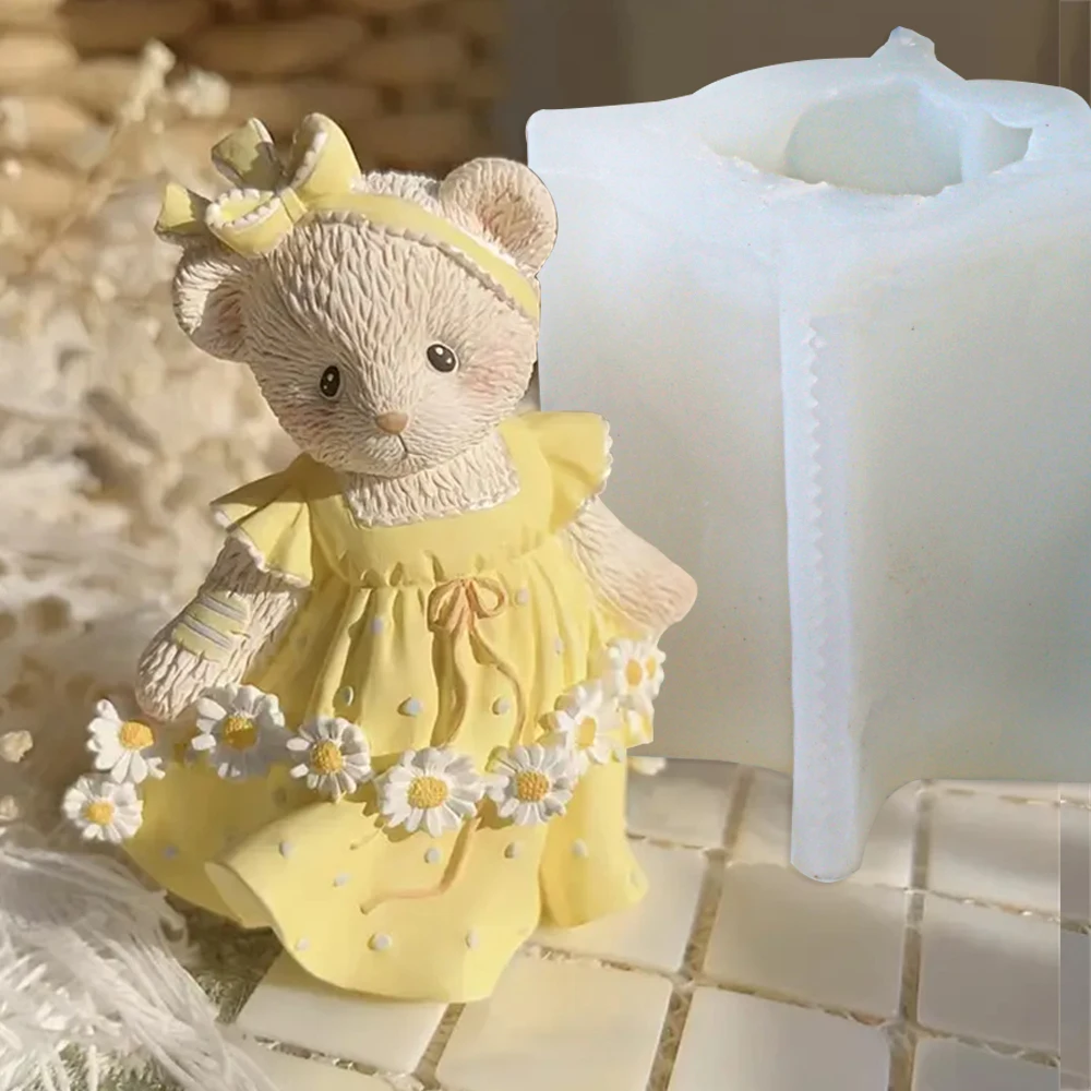 1/2/3PCS Teddy Hugs Bear Candle Mold DIY Bear Family Silicone Candle Mold Animal Scented Plaster Resin Mold Home Decor Gifts