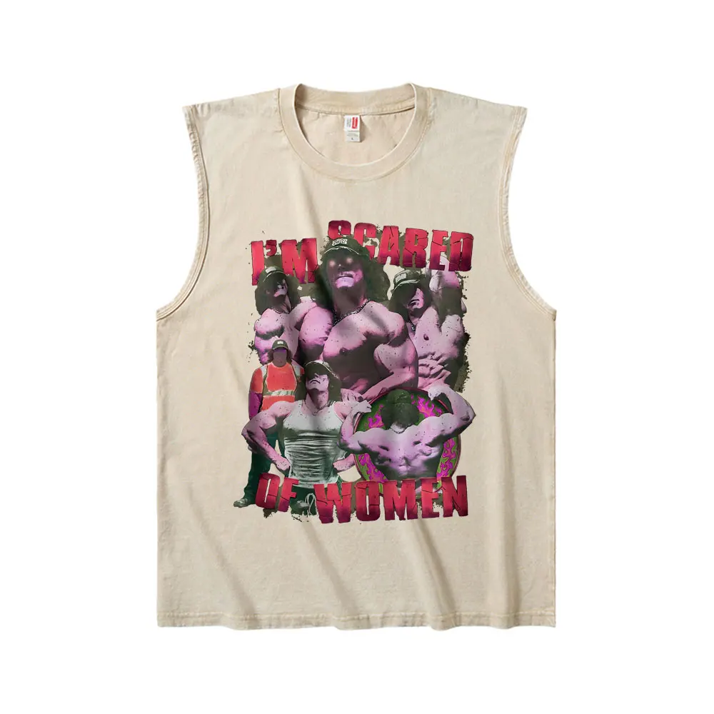 

I'm Afraid of Women Sam Sulek Vintage Washed Tank Tops T-shirt Men Women Casual Funny Geek Powerhouse Gym Fitness Vest T Shirt