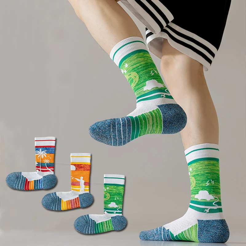 

322 Autumn / Winter Men's Practical High Quality Professional Sports Basketball Socks Segmented High Tube Thickened Towel Socks