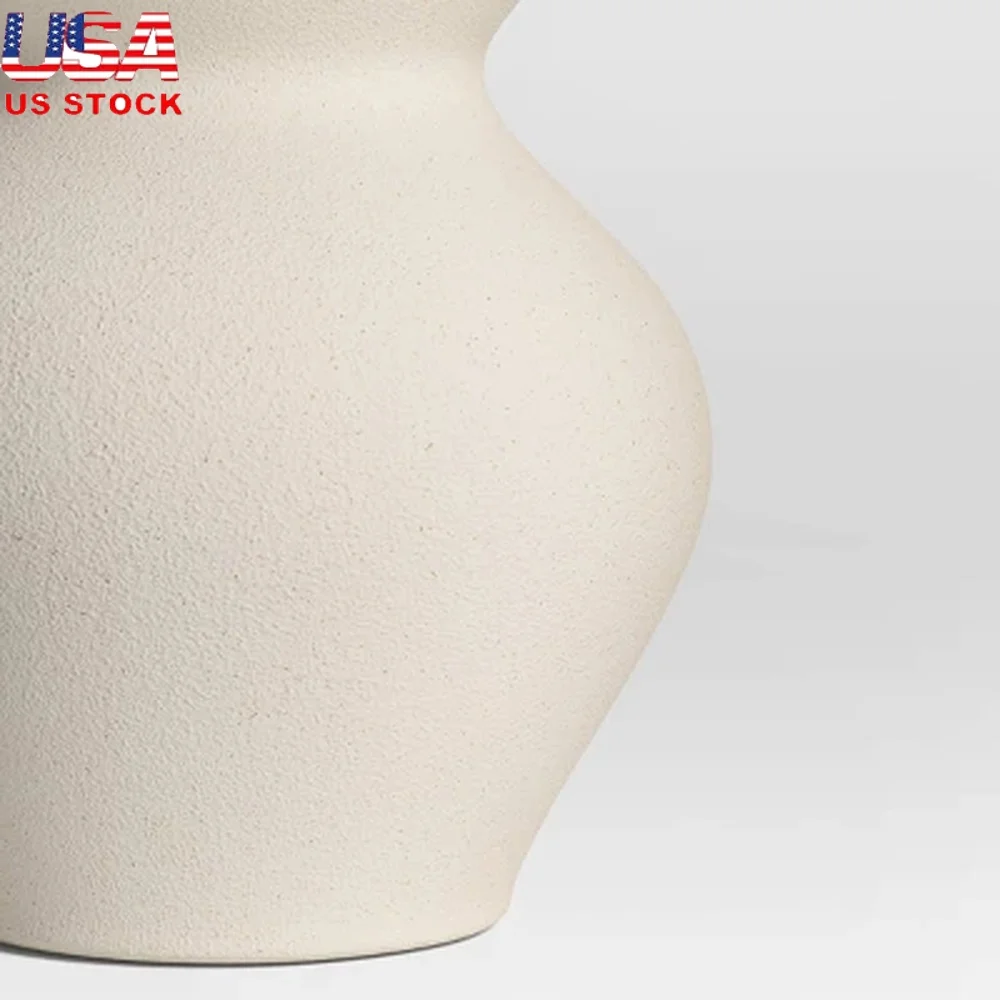 

Tall Ceramic Organic Modern Vase Watertight Tabletop Decor Unique Cylindrical Shape Hand Wash Accent Piece Living Room Bedroom