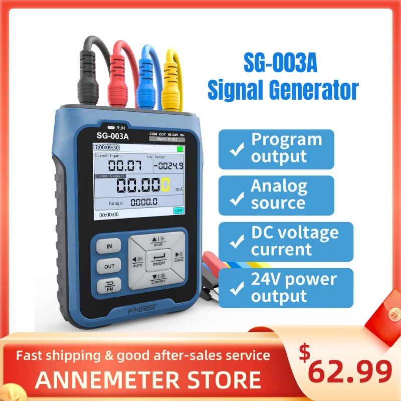 

FNIRSI SG-003A Signal Generator - 0-24mA 0-24V Current Voltage Adjustable Analog Simulator, Preset Value, Real-time Curve