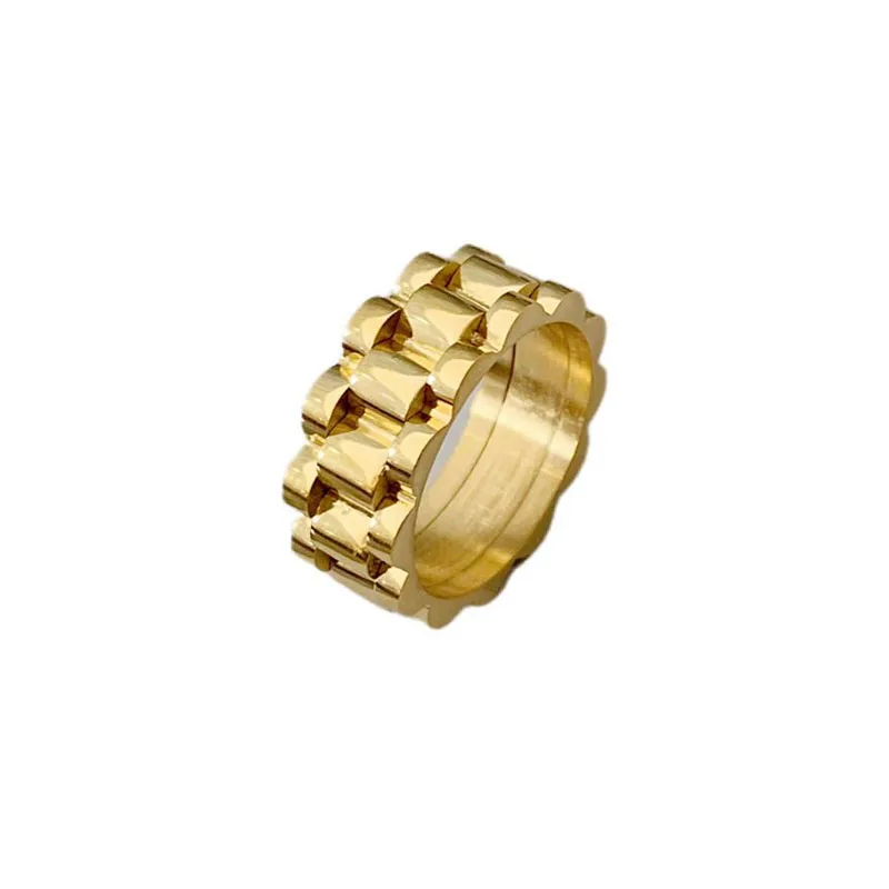 Luxus Nie Verblassen Gold Farbe Strap Ring Edelstahl Ringe Für Frauen Mode Herren Schmuck 7MM Breit Finger Band drop Verschiffen – Detail 4