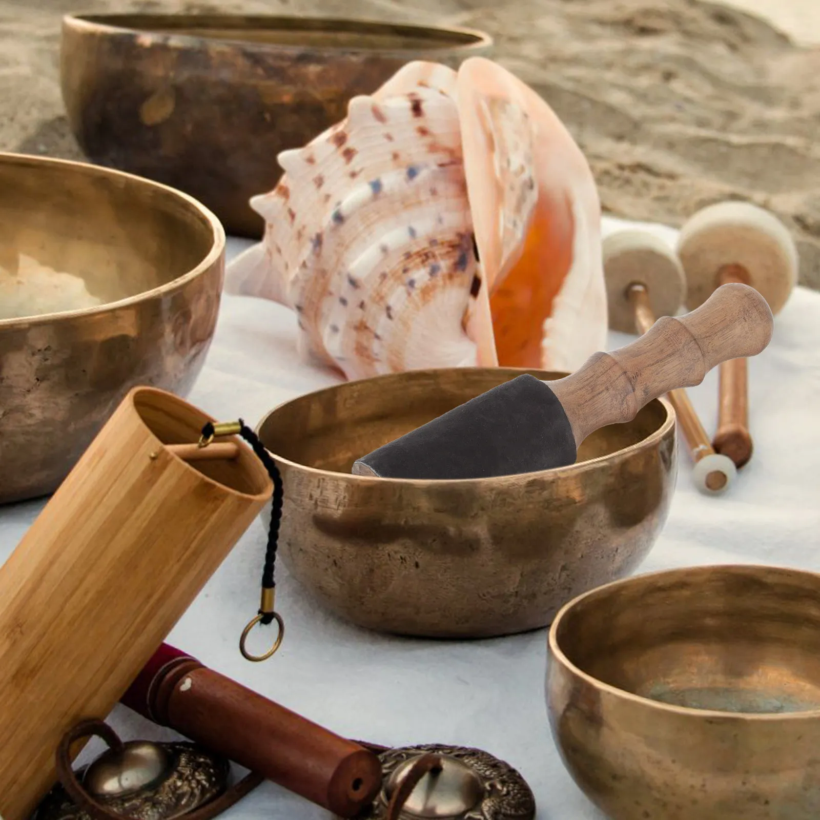 Tibetan Singing Bowl Stick Wooden Mallet for Buddha Sound Bowl Gong and Chanting Bowls Portable Sound Healing Meditation
