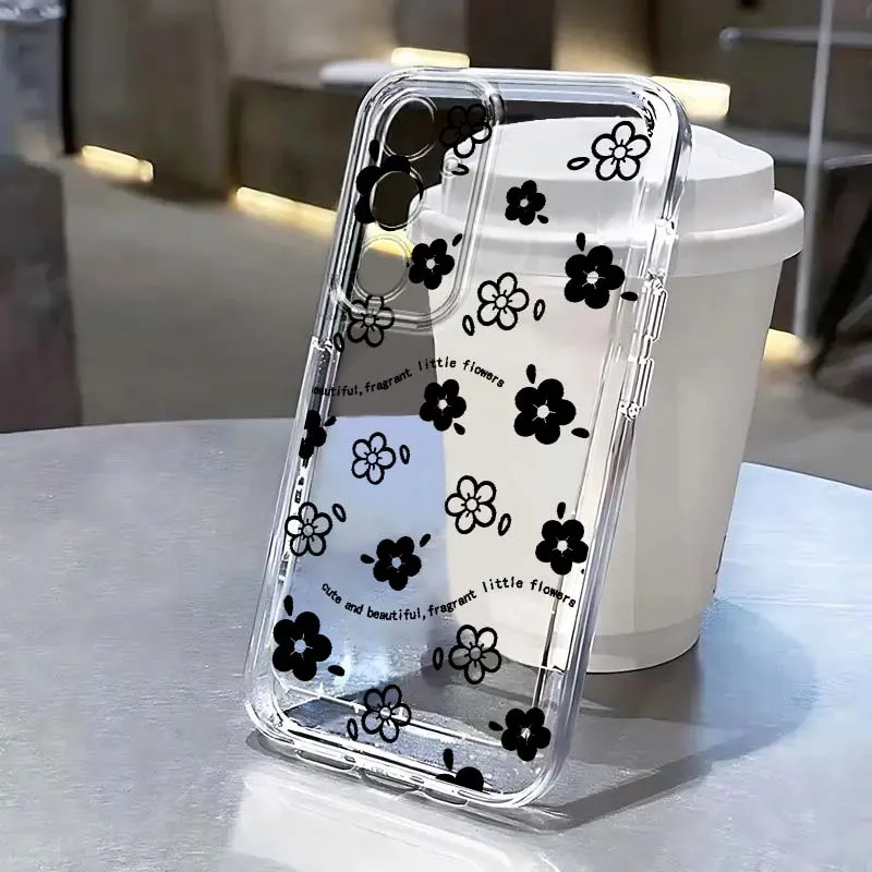 

Luxury Dark Flower For Samsung Galaxy S26 S25 S24 S23 S22 S21 S20 Edge Plus Ultra FE 5G Transparent Soft Phone Case
