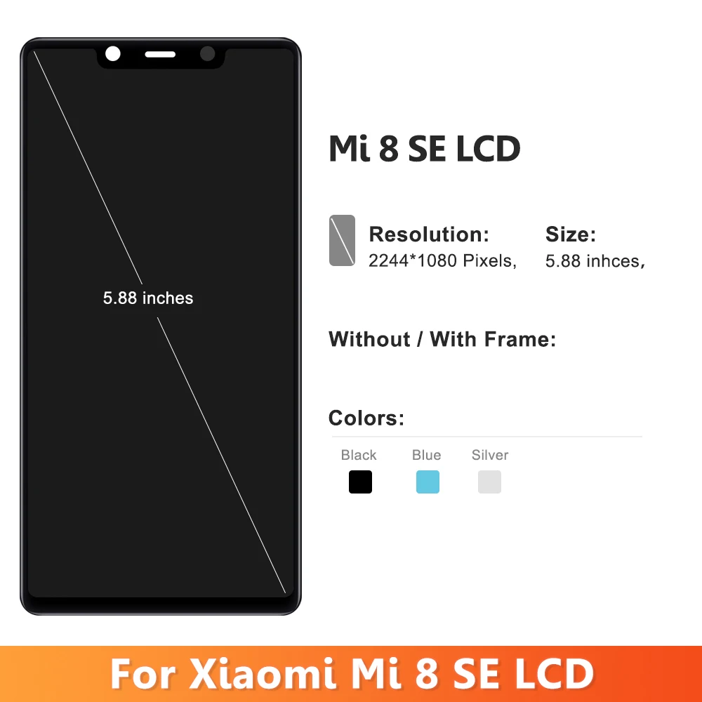 6.52“ AMOLED For Xiaomi Mi 8 SE Display With Frame, LCD Touch Screen Digitizer Assembly For Xiaomi Mi 8 SE Screen Replacement